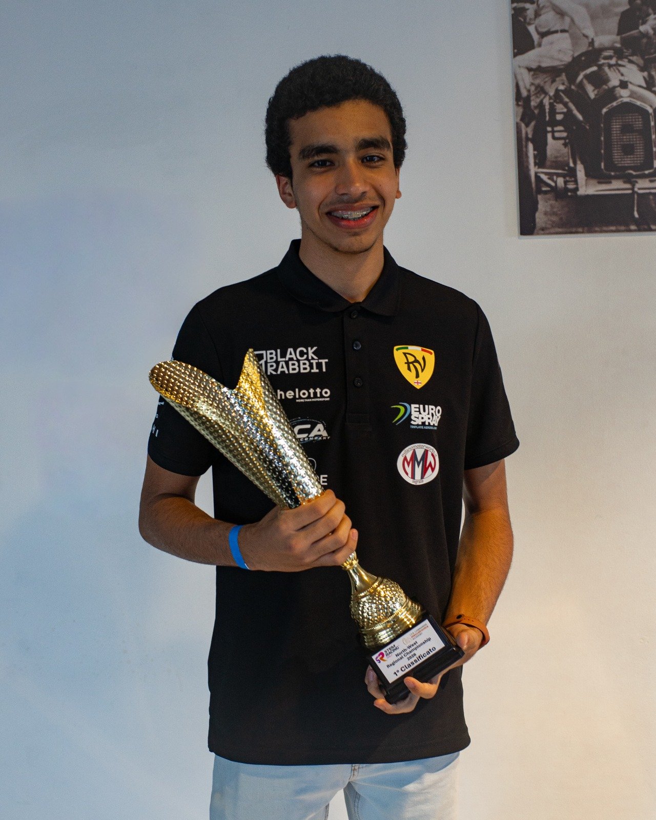 Holding the cup.